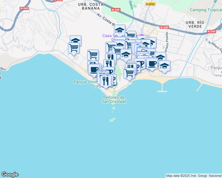map of restaurants, bars, coffee shops, grocery stores, and more near 5 Plaza San Cristóbal in Almuñécar