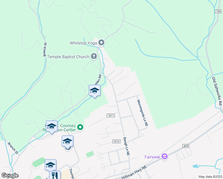 map of restaurants, bars, coffee shops, grocery stores, and more near 780 Baugh Lane Northeast in Abingdon