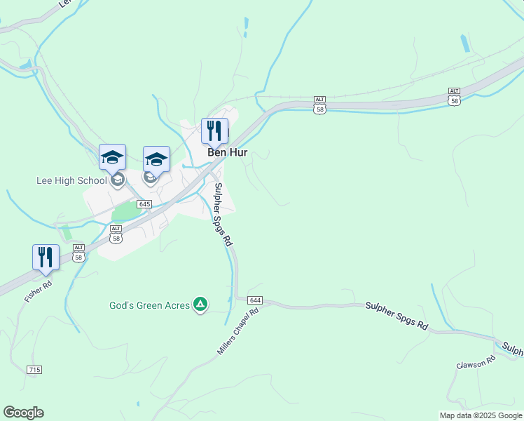 map of restaurants, bars, coffee shops, grocery stores, and more near in Ben Hur