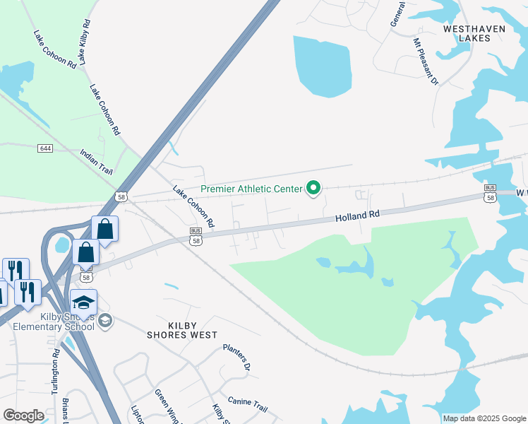 map of restaurants, bars, coffee shops, grocery stores, and more near 103 Saint Anne Avenue in Suffolk