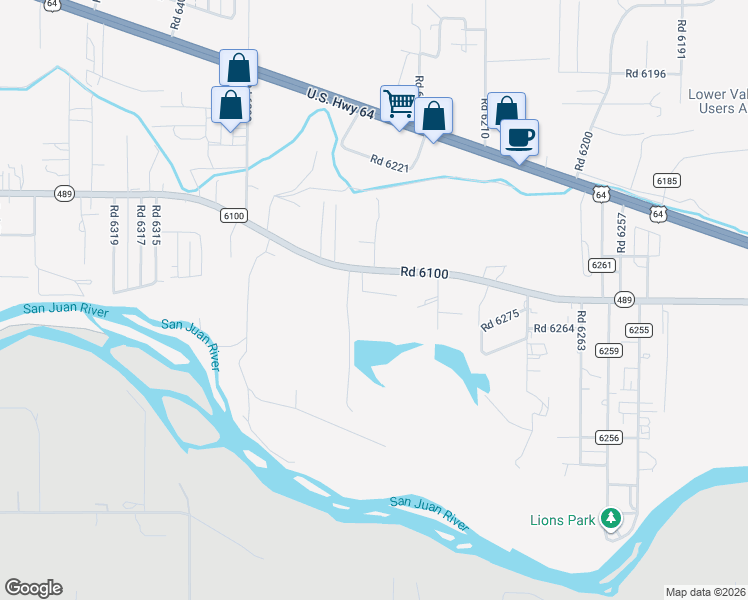 map of restaurants, bars, coffee shops, grocery stores, and more near 9 Road 6285 in Kirtland