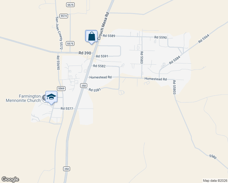 map of restaurants, bars, coffee shops, grocery stores, and more near 9-17 Road 5581 in Farmington