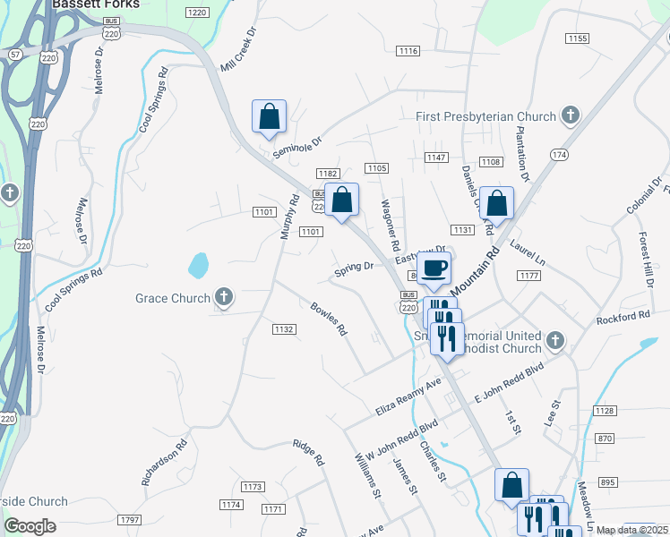 map of restaurants, bars, coffee shops, grocery stores, and more near 315 Spring Drive in Collinsville