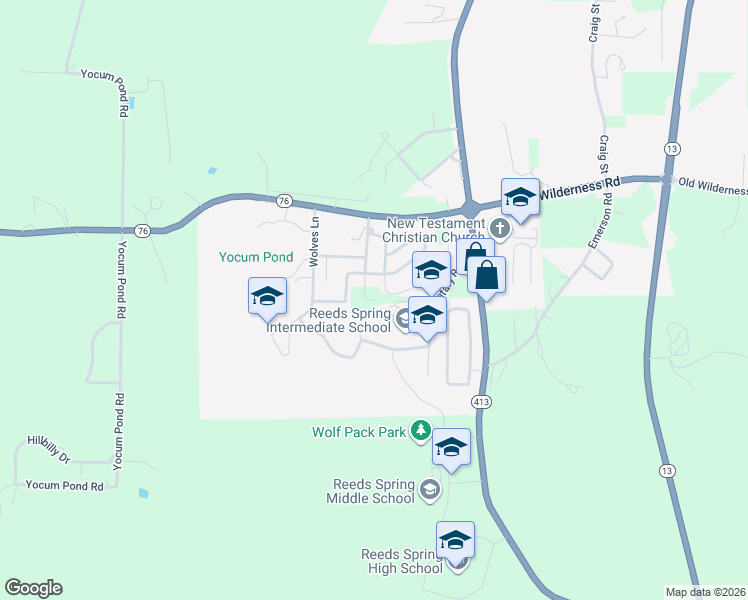 map of restaurants, bars, coffee shops, grocery stores, and more near 198 Oscar Lane in Reeds Spring