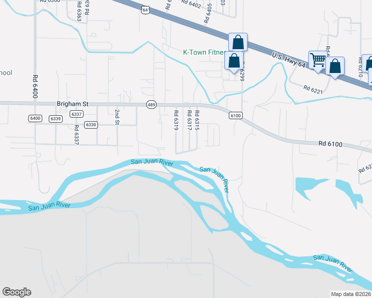 map of restaurants, bars, coffee shops, grocery stores, and more near 35 Road 6319 in Kirtland