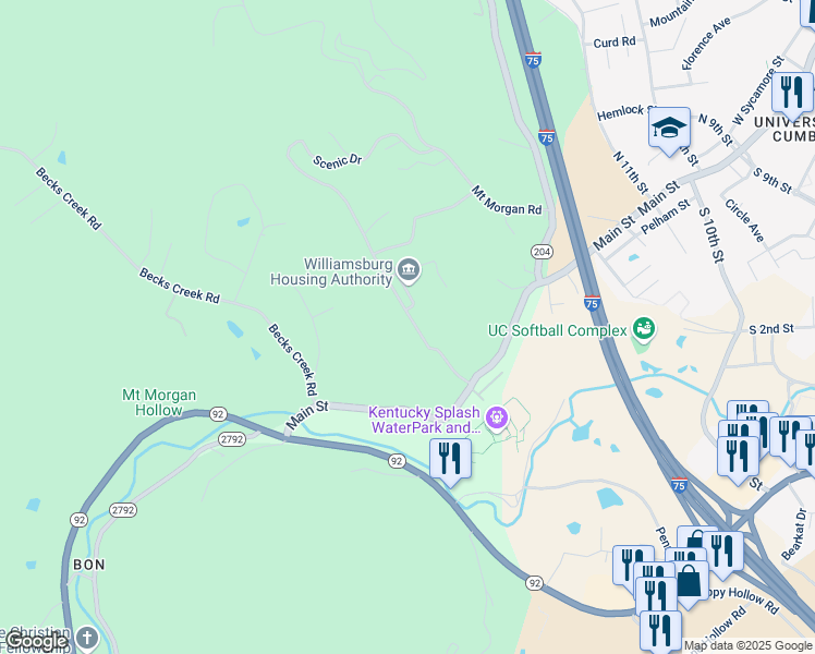 map of restaurants, bars, coffee shops, grocery stores, and more near 186 Brush Arbor Church Road in Williamsburg