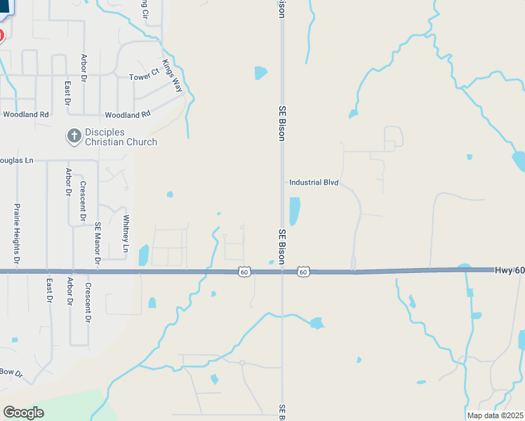 map of restaurants, bars, coffee shops, grocery stores, and more near Southeast Bison Road in Bartlesville