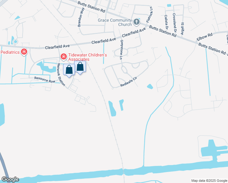 map of restaurants, bars, coffee shops, grocery stores, and more near 403 Brookhaven Court in Chesapeake