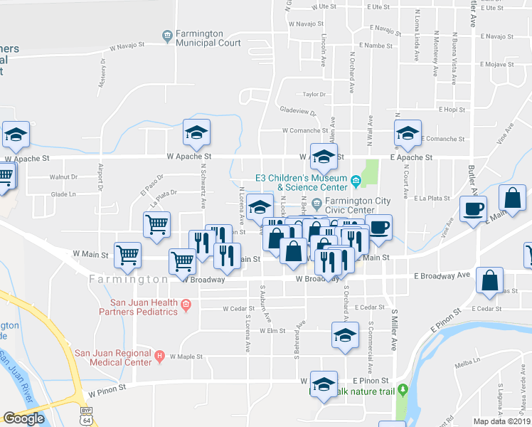 map of restaurants, bars, coffee shops, grocery stores, and more near 214 North Auburn Avenue in Farmington