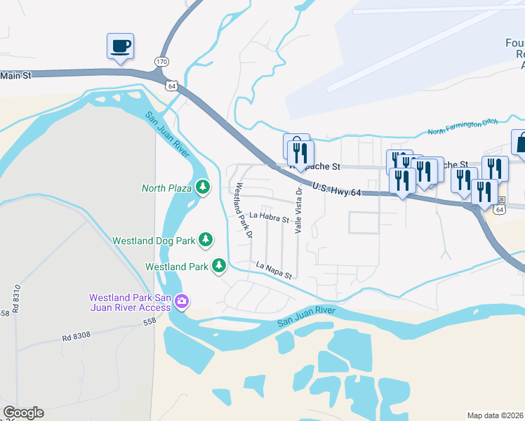map of restaurants, bars, coffee shops, grocery stores, and more near 2807 Parque De Oeste Drive in Farmington