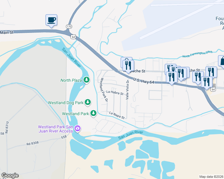 map of restaurants, bars, coffee shops, grocery stores, and more near 2807 Parque De Oeste Drive in Farmington