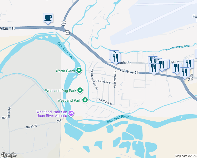 map of restaurants, bars, coffee shops, grocery stores, and more near 2807 Parque De Oeste Drive in Farmington