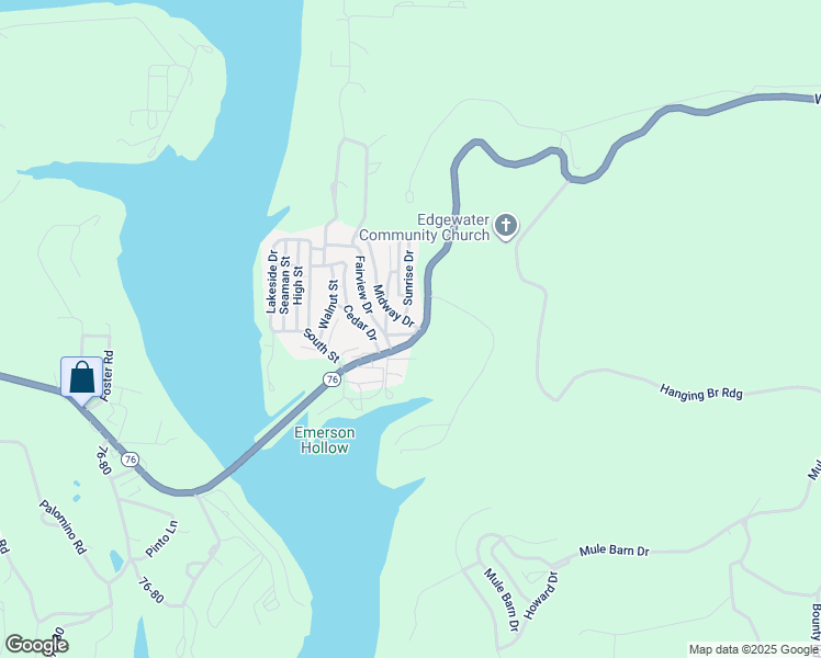 map of restaurants, bars, coffee shops, grocery stores, and more near 7282 Highway 76 in Cape Fair
