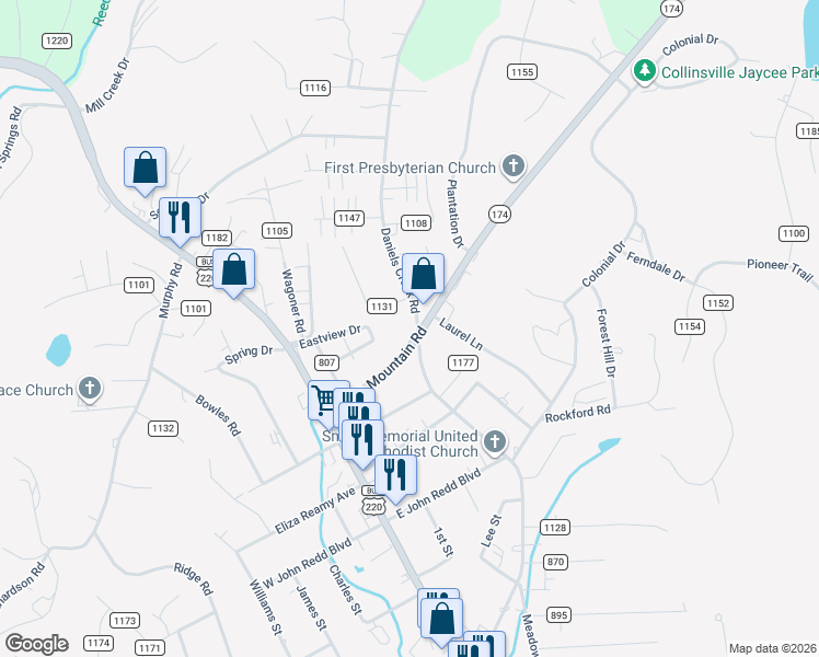 map of restaurants, bars, coffee shops, grocery stores, and more near 4900 Kings Mountain Road in Collinsville