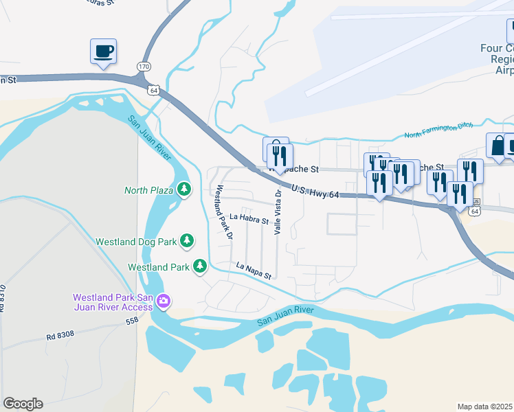 map of restaurants, bars, coffee shops, grocery stores, and more near 2721 Parque De Oeste Drive in Farmington