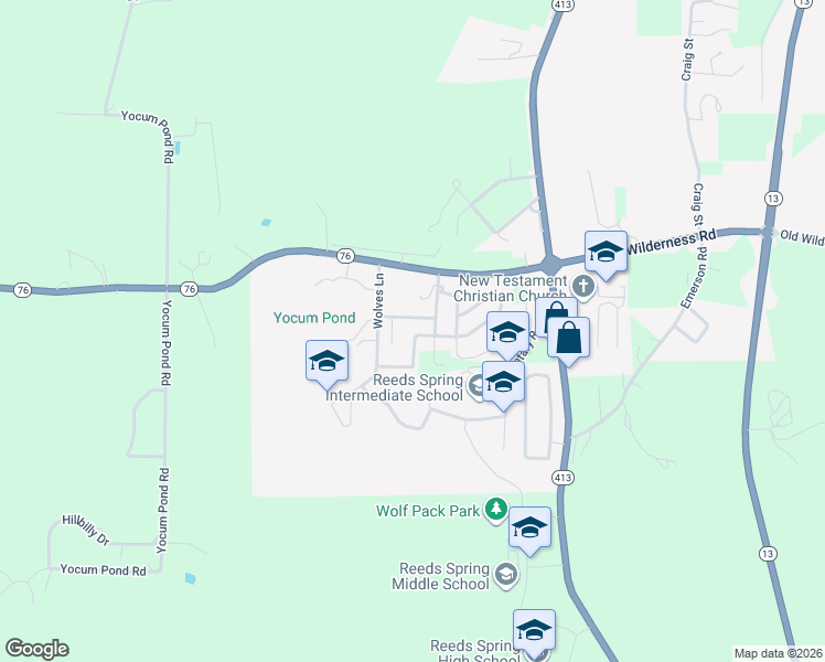 map of restaurants, bars, coffee shops, grocery stores, and more near 333 Micahs Crossing in Reeds Spring