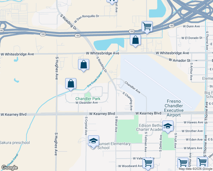 map of restaurants, bars, coffee shops, grocery stores, and more near 1111 South Ila Avenue in Fresno