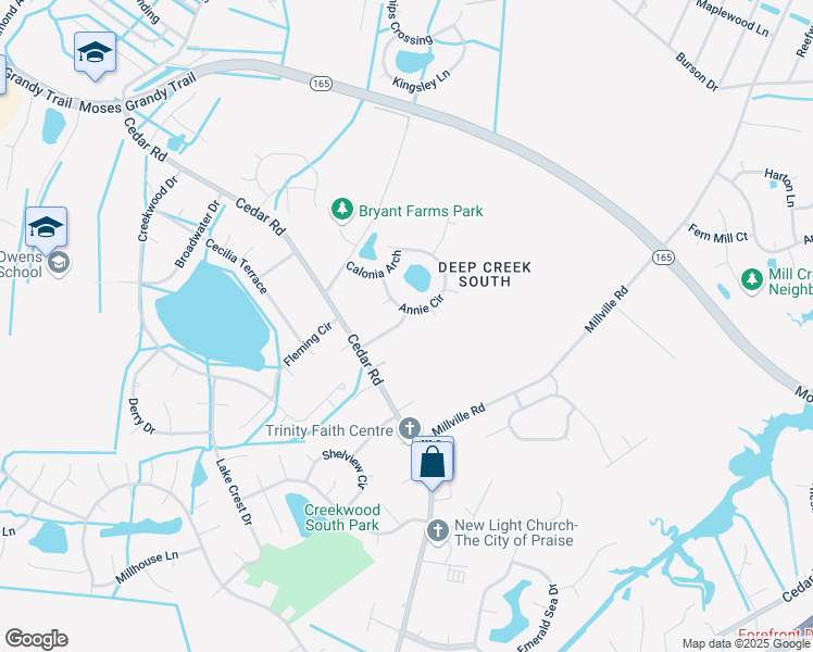 map of restaurants, bars, coffee shops, grocery stores, and more near 609 Staley Crest Way in Chesapeake