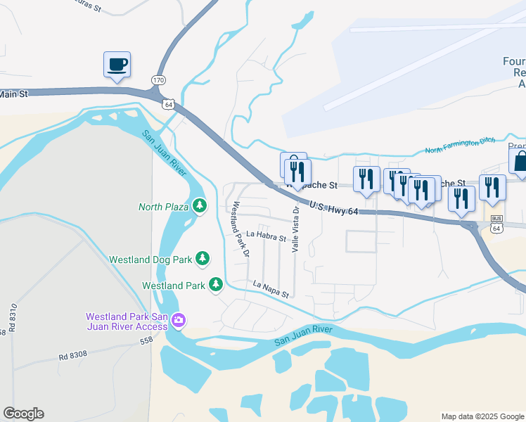 map of restaurants, bars, coffee shops, grocery stores, and more near 2802 Parque De Oeste Drive in Farmington