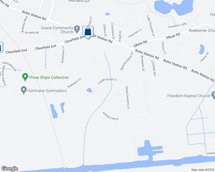 map of restaurants, bars, coffee shops, grocery stores, and more near 517 Fallen Leaf Lane in Chesapeake