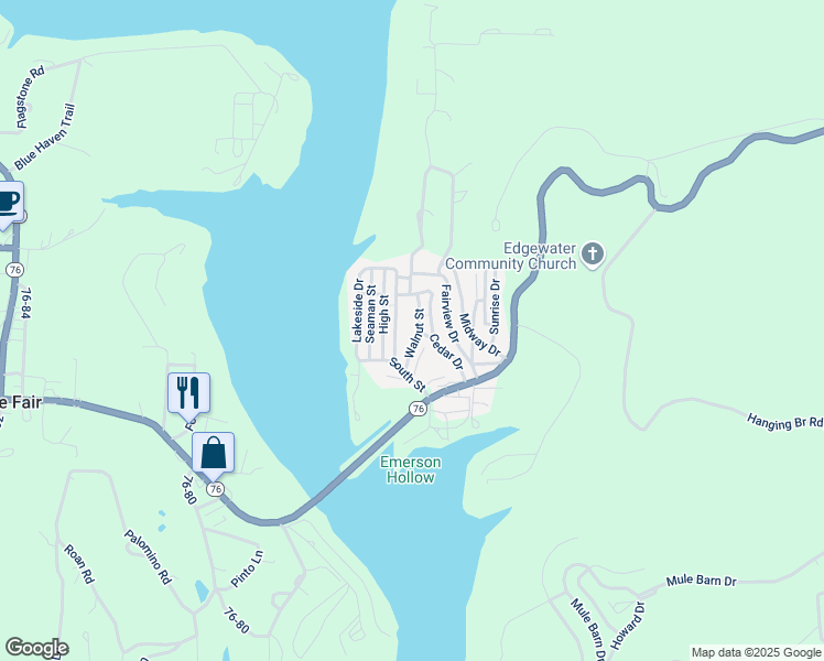 map of restaurants, bars, coffee shops, grocery stores, and more near 1-299 Star St in Cape Fair