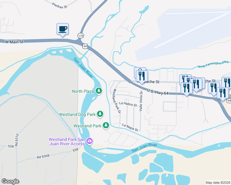 map of restaurants, bars, coffee shops, grocery stores, and more near 2901 Parque De Oeste Drive in Farmington