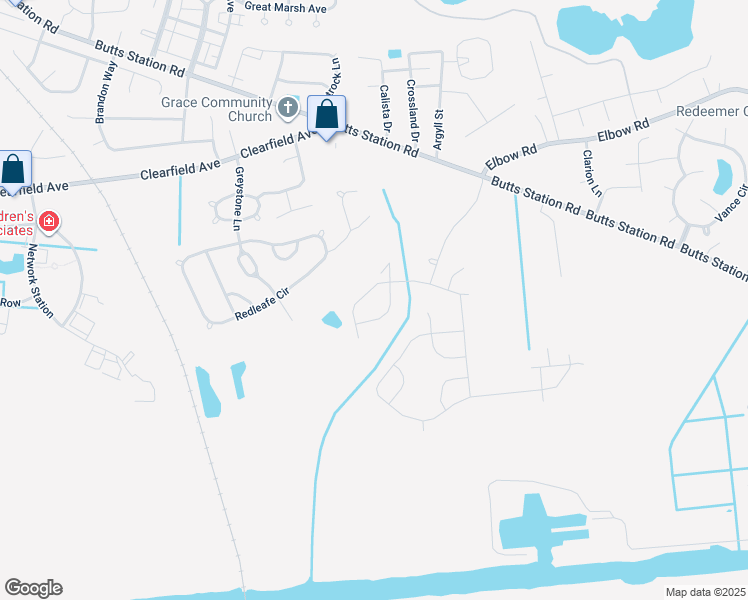 map of restaurants, bars, coffee shops, grocery stores, and more near 1223 Copper Knoll Lane in Chesapeake