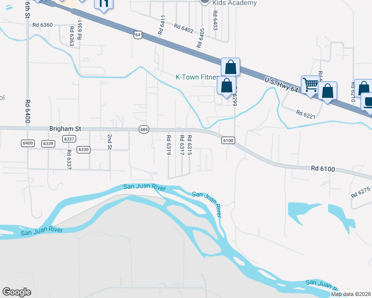 map of restaurants, bars, coffee shops, grocery stores, and more near 18-20 Road 6317 in Kirtland