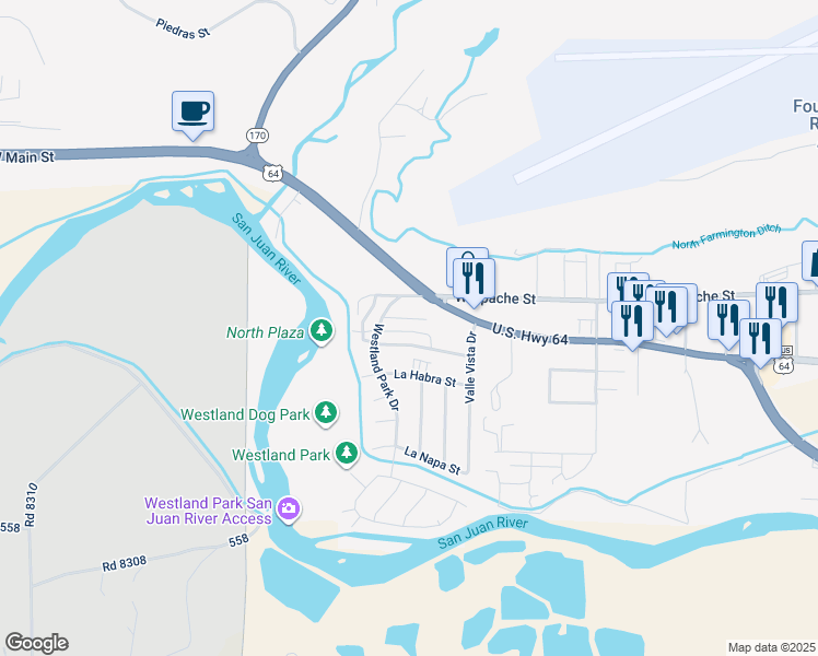 map of restaurants, bars, coffee shops, grocery stores, and more near 2807 Parque De Oeste Drive in Farmington