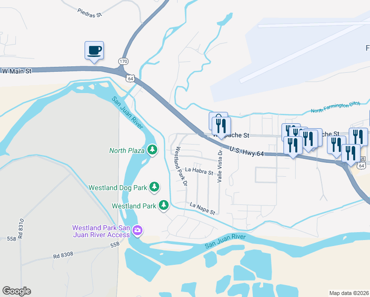 map of restaurants, bars, coffee shops, grocery stores, and more near 2807 Parque De Oeste Drive in Farmington