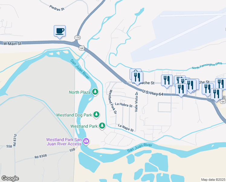 map of restaurants, bars, coffee shops, grocery stores, and more near 2807 Parque De Oeste Drive in Farmington
