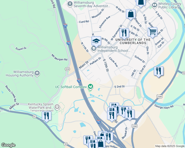 map of restaurants, bars, coffee shops, grocery stores, and more near 41 High Street in Williamsburg
