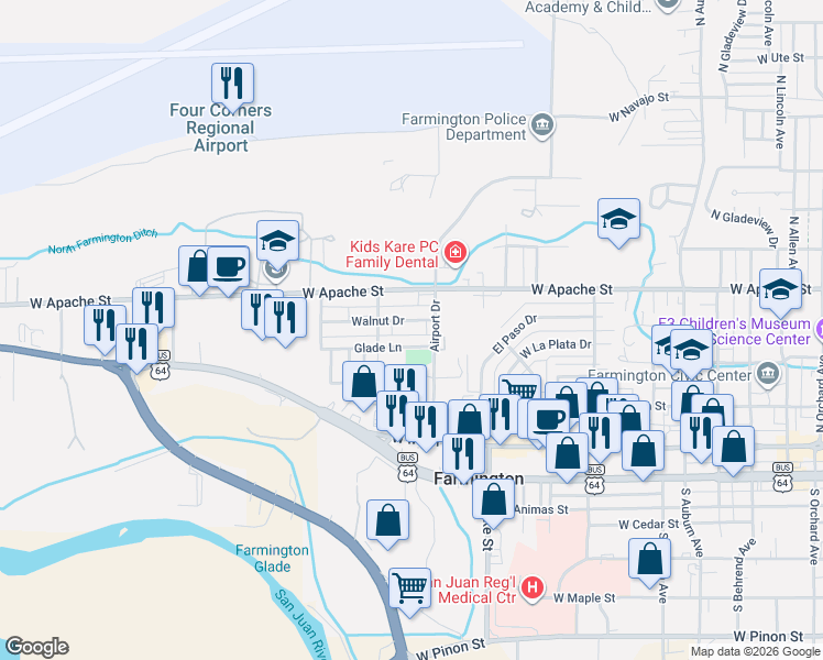 map of restaurants, bars, coffee shops, grocery stores, and more near 901 Glade Road in Farmington