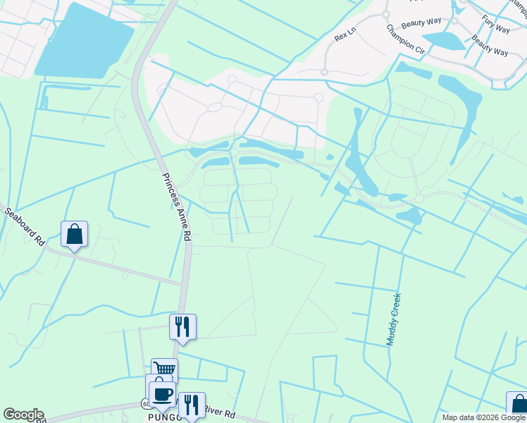 map of restaurants, bars, coffee shops, grocery stores, and more near 1984 Grandon Loop Road in Virginia Beach