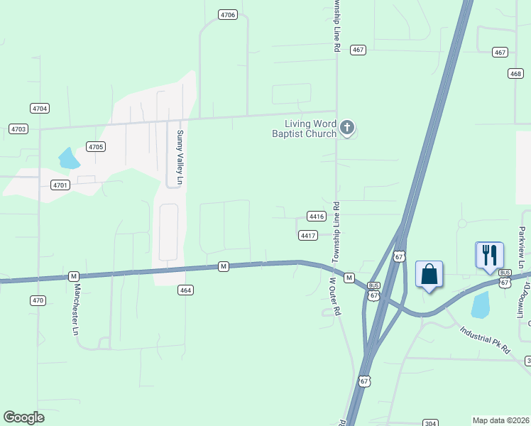 map of restaurants, bars, coffee shops, grocery stores, and more near 293 County Road 4416 in Poplar Bluff
