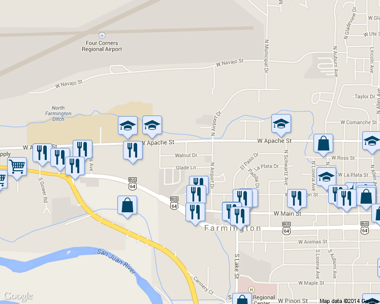 map of restaurants, bars, coffee shops, grocery stores, and more near 918 Walnut Drive in Farmington
