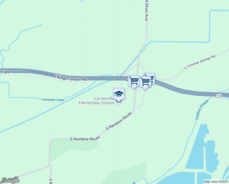 map of restaurants, bars, coffee shops, grocery stores, and more near 48 South Smith Avenue in Sanger