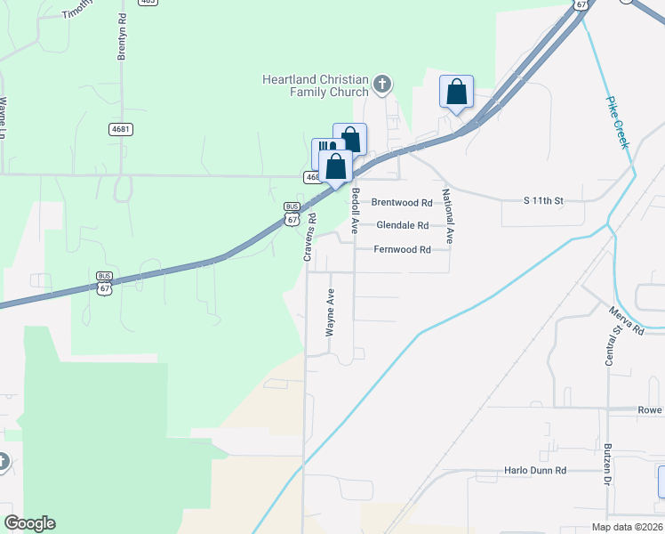 map of restaurants, bars, coffee shops, grocery stores, and more near 2745 Bedoll Avenue in Poplar Bluff
