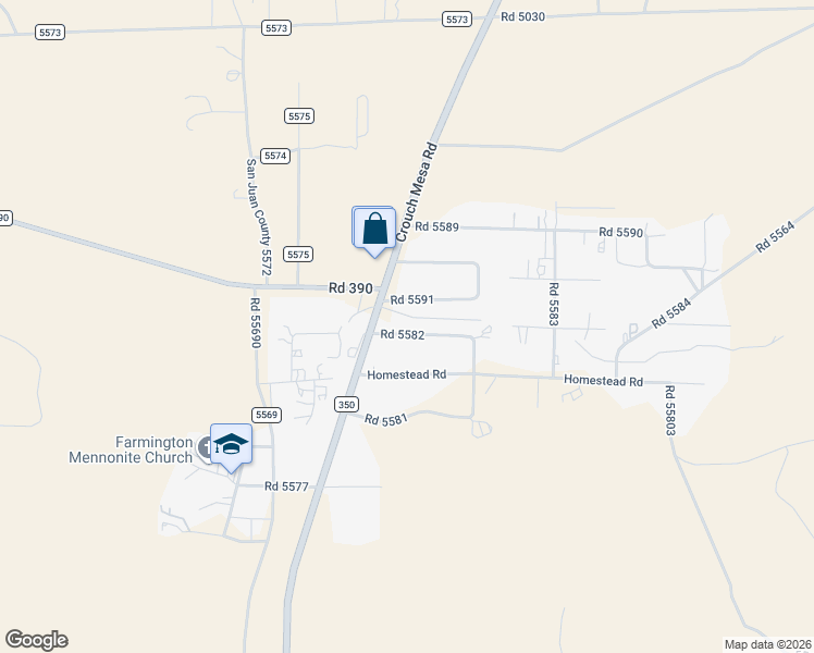 map of restaurants, bars, coffee shops, grocery stores, and more near 28 Road 5582 in Farmington