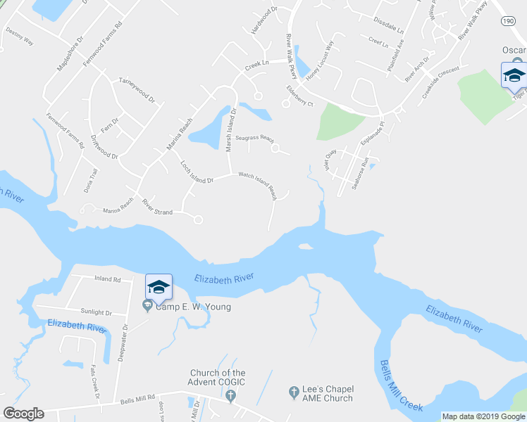 map of restaurants, bars, coffee shops, grocery stores, and more near 711 Watch Island Reach in Chesapeake