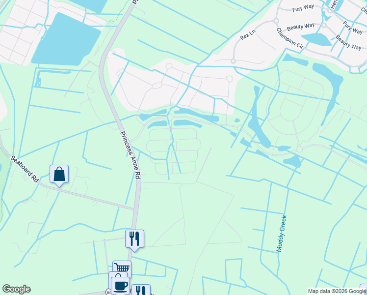 map of restaurants, bars, coffee shops, grocery stores, and more near 1984 Grandon Loop Road in Virginia Beach