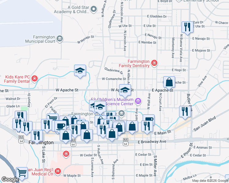 map of restaurants, bars, coffee shops, grocery stores, and more near 407 North Behrend Avenue in Farmington