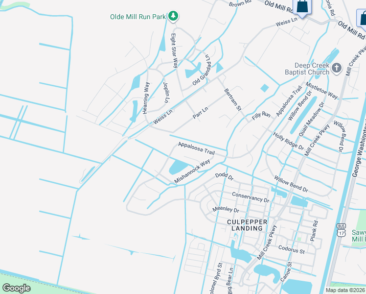 map of restaurants, bars, coffee shops, grocery stores, and more near 3412 Winterhawk Court in Chesapeake