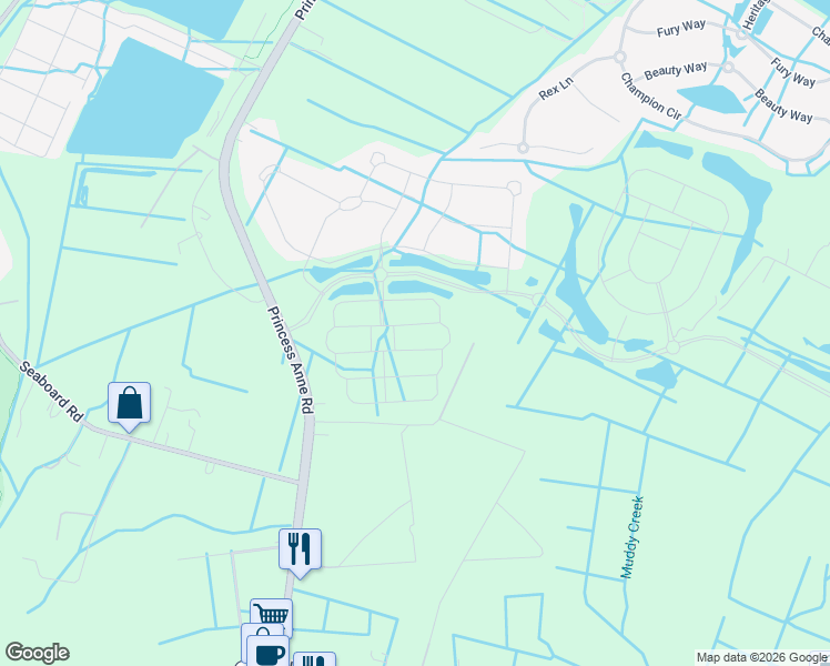 map of restaurants, bars, coffee shops, grocery stores, and more near 1984 Grandon Loop Road in Virginia Beach