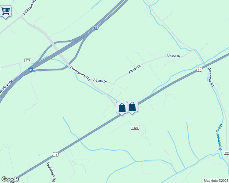 map of restaurants, bars, coffee shops, grocery stores, and more near 27157 Alpine Drive in Abingdon