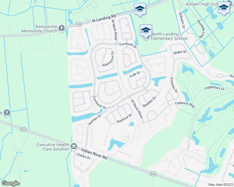 map of restaurants, bars, coffee shops, grocery stores, and more near 3213 Sacramento Drive in Virginia Beach