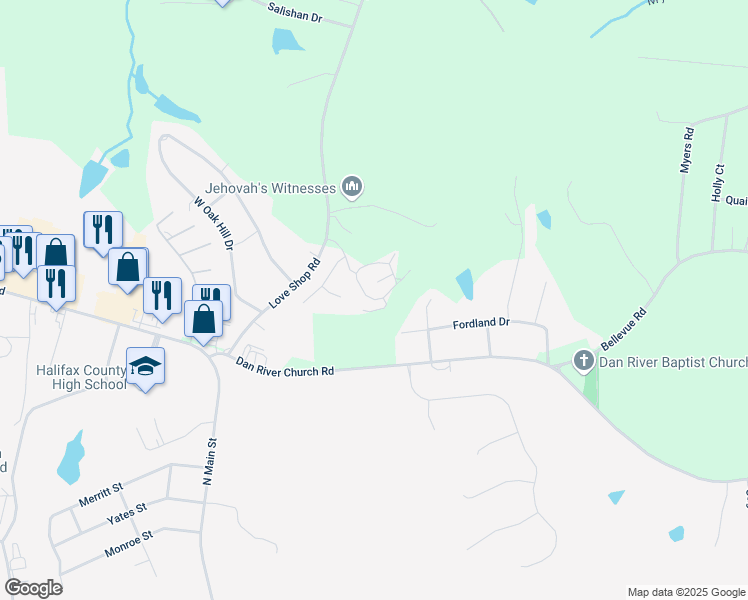 map of restaurants, bars, coffee shops, grocery stores, and more near 608 Edgewood Drive in Halifax