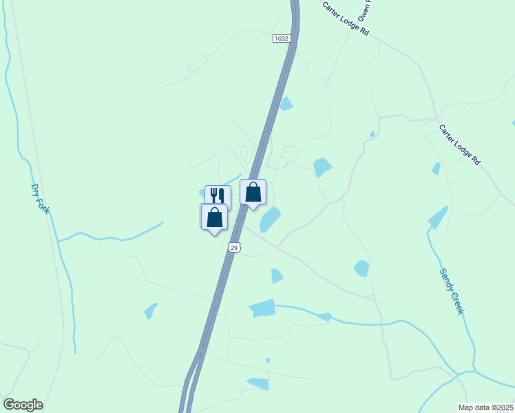 map of restaurants, bars, coffee shops, grocery stores, and more near 9388 U.S. 29 in Blairs