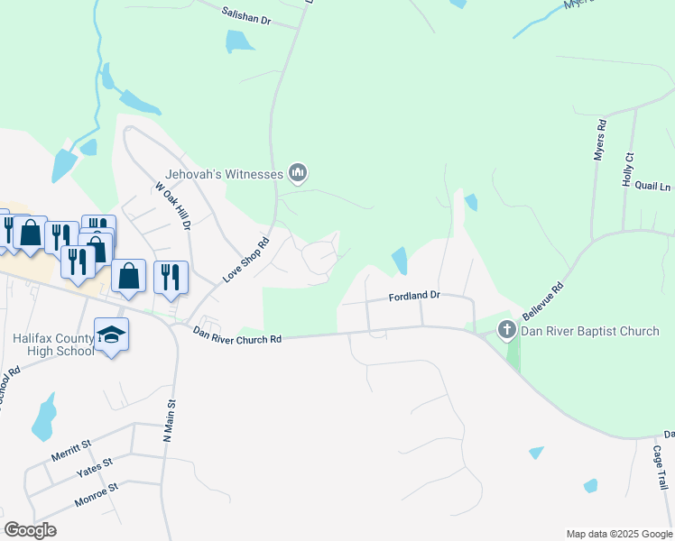 map of restaurants, bars, coffee shops, grocery stores, and more near 608 Edgewood Drive in Halifax
