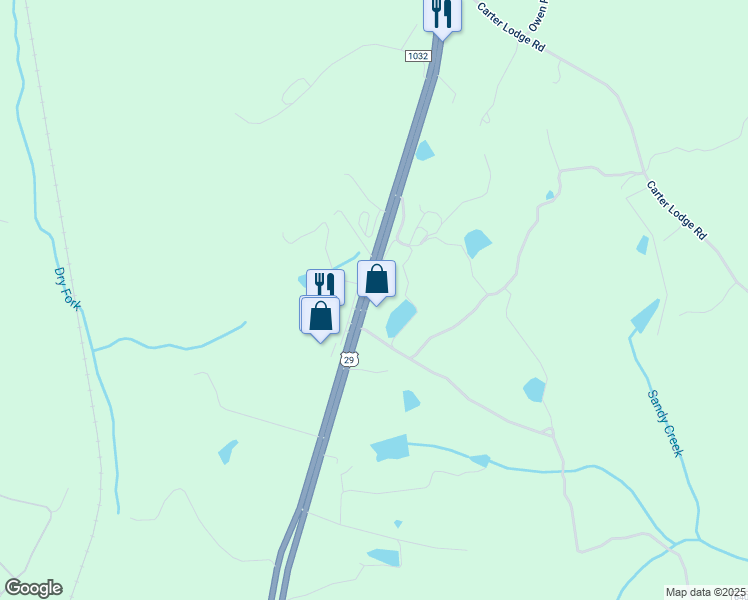 map of restaurants, bars, coffee shops, grocery stores, and more near 9388 U.S. 29 in Blairs